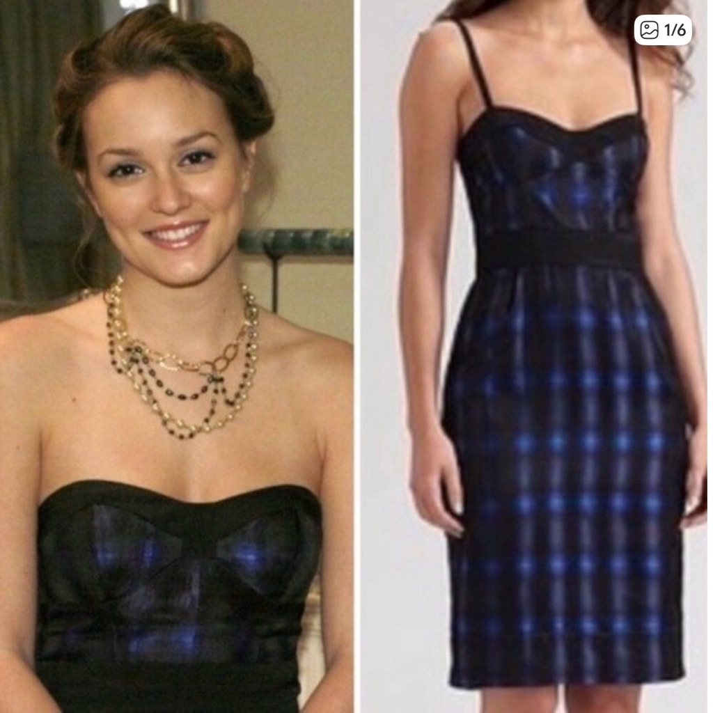 Diane Von Furstenberg Blue And Black Midi Dress